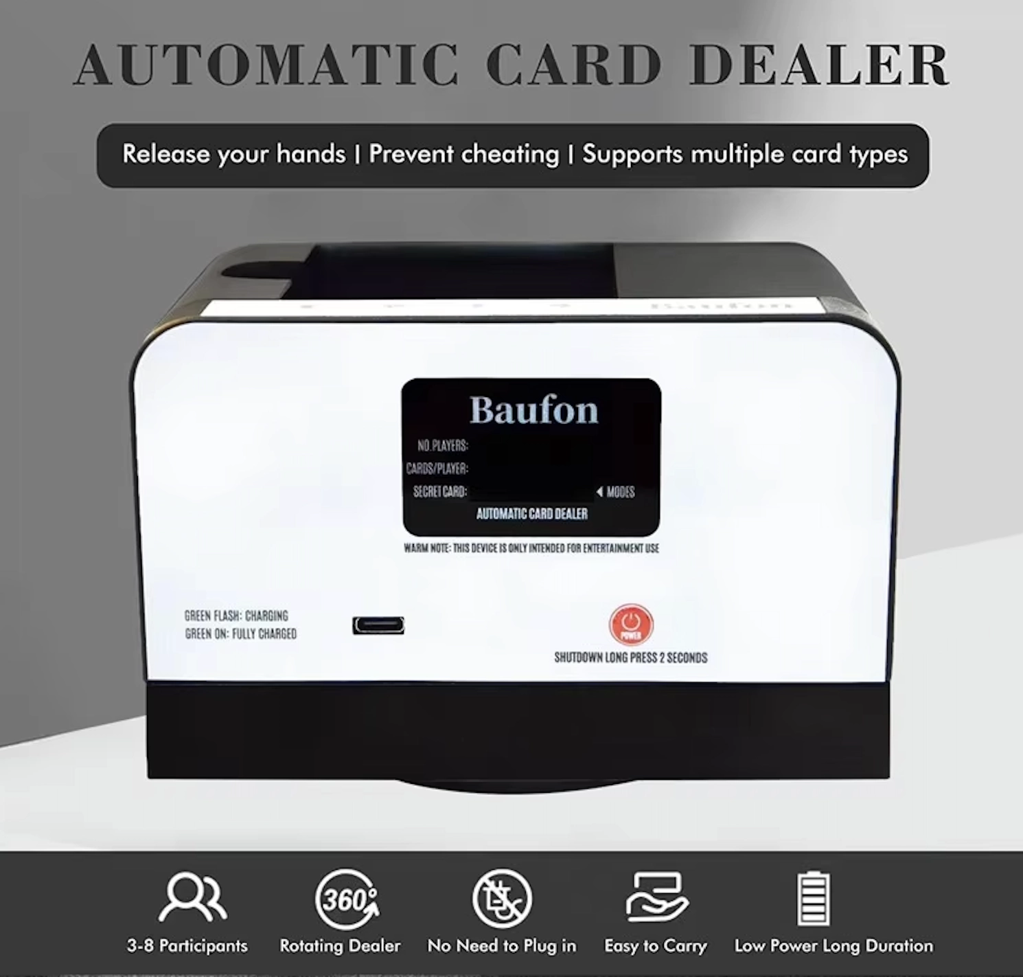 Automatic Rechargeable Playing Card Dealer, Dispenser Distributor,