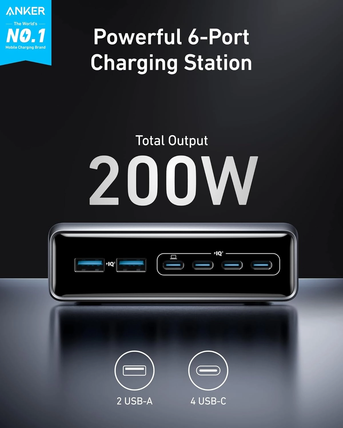 Anker Prime Charger (200W, 6 Ports, GaN) A2683